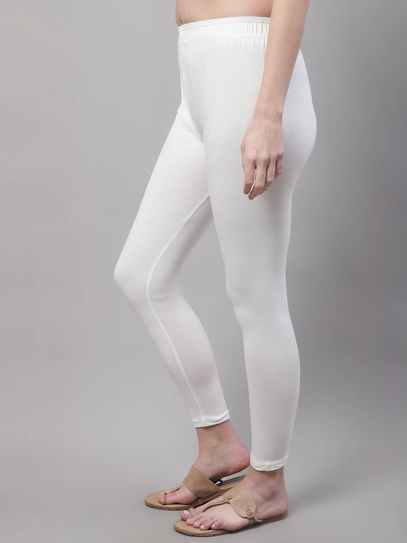 Off white Solid Ankle Length Plus Legging