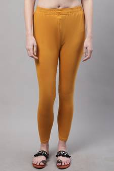 Mustard Solid Ankle Length Plus Legging