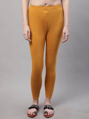 Mustard Solid Ankle Length Plus Legging 1