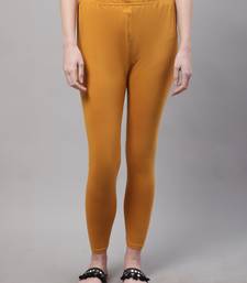 Mustard Solid Ankle Length Plus Legging
