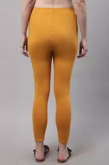 Mustard Solid Ankle Length Plus Legging