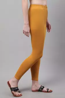 Mustard Solid Ankle Length Plus Legging
