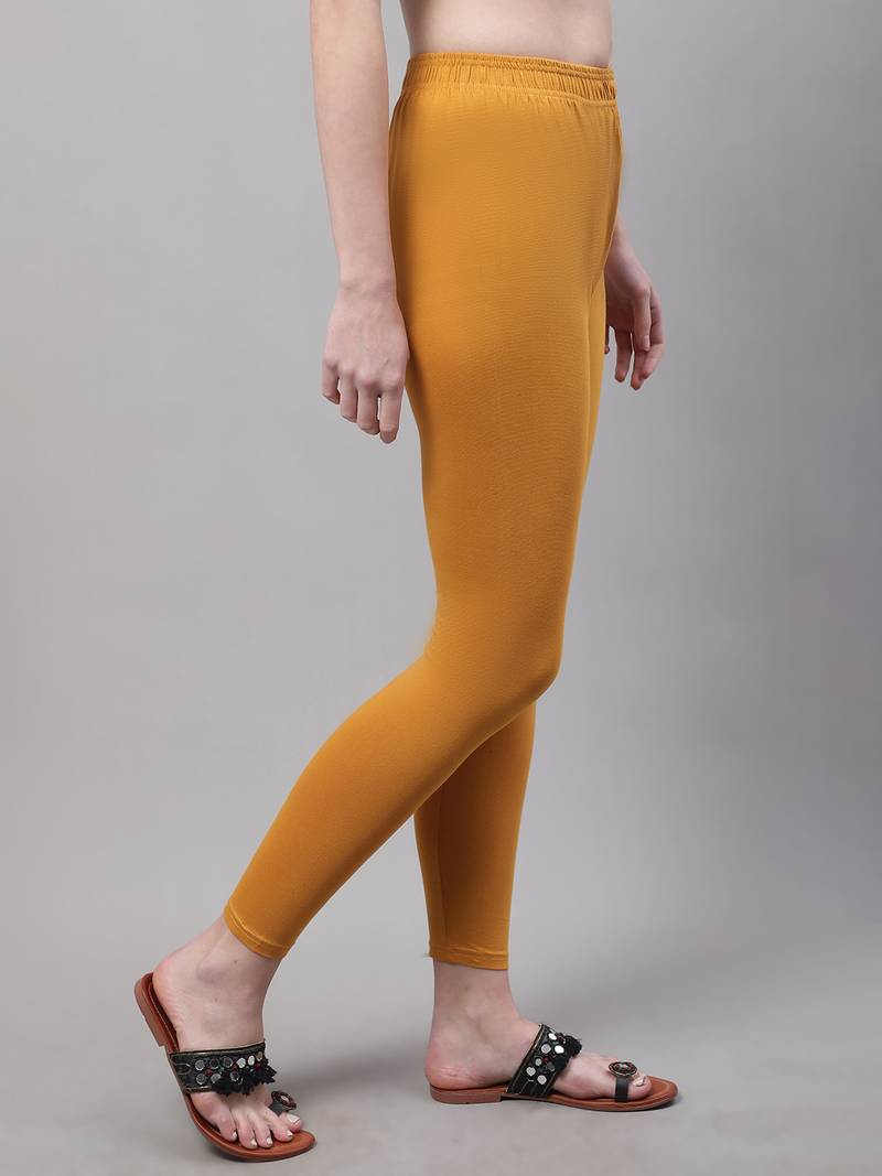 Mustard Solid Ankle Length Plus Legging