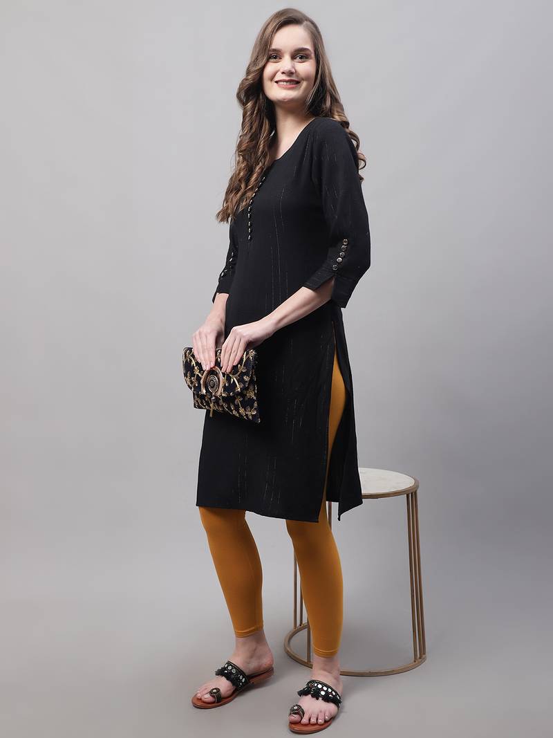 Mustard Solid Ankle Length Plus Legging