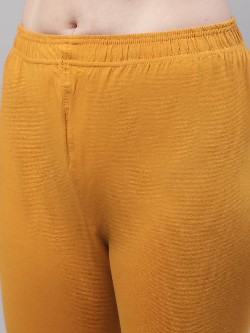 Mustard Solid Ankle Length Plus Legging