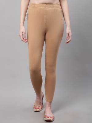 Dark Beige Solid Ankle Length Plus Legging 1