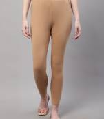 Dark Beige Solid Ankle Length Plus Legging