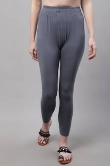 Dark Grey Solid Ankle Length Plus Legging