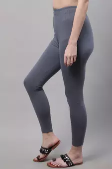 Dark Grey Solid Ankle Length Plus Legging