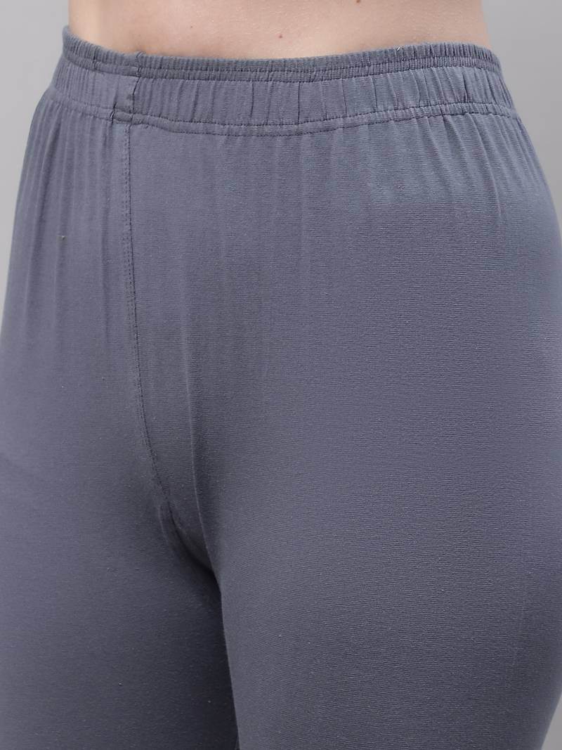 Dark Grey Solid Ankle Length Plus Legging