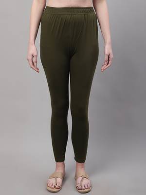 Olive Solid Ankle Length Plus Legging 1