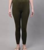 Olive Solid Ankle Length Plus Legging