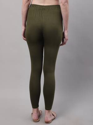 Olive Solid Ankle Length Plus Legging 2