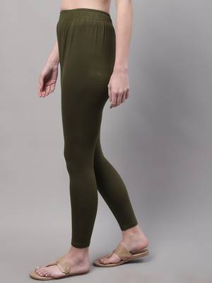 Olive Solid Ankle Length Plus Legging 3