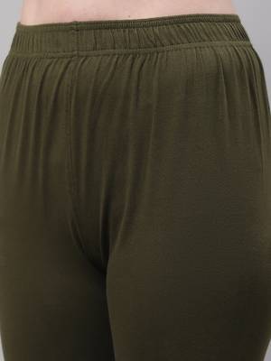 Olive Solid Ankle Length Plus Legging 5