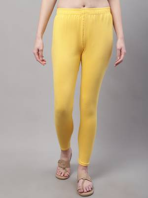 Yellow Solid Ankle Length Plus Legging 1
