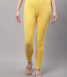 Yellow Solid Ankle Length Plus Legging