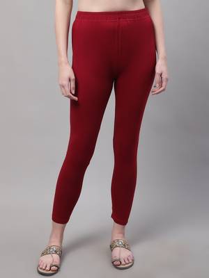 Maroon Solid Ankle Length Plus Legging 1