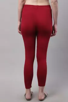Maroon Solid Ankle Length Plus Legging