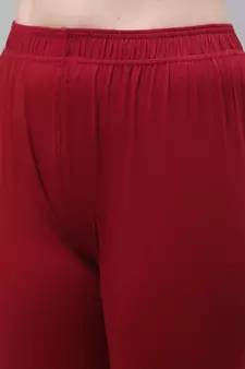 Maroon Solid Ankle Length Plus Legging