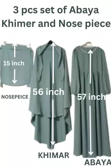 Nazneen 3 pcs set of Abaya Khimer and Nose piece