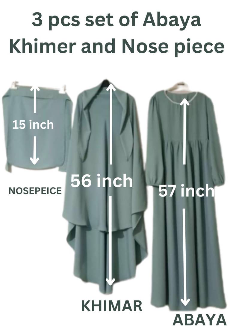 Nazneen 3 pcs set of Abaya Khimer and Nose piece