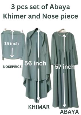 Nazneen 3 pcs set of Abaya Khimer and Nose piece 3
