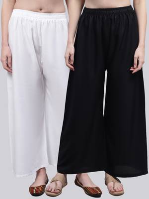 Pack of 2 Women Flared Rayon Palazzo 1