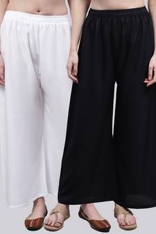 Pack of 2 Women Flared Rayon Palazzo