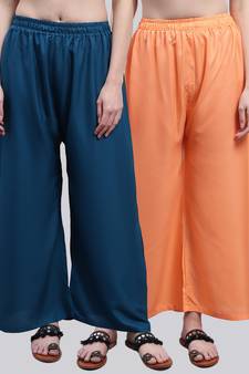 Pack of 2 Women Flared Rayon Palazzo