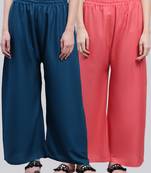 Pack of 2 Women Flared Rayon Palazzo