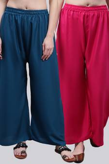 Pack of 2 Women Flared Rayon Palazzo