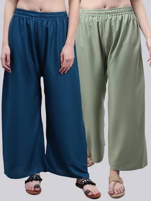 Pack of 2 Women Flared Rayon Palazzo 1