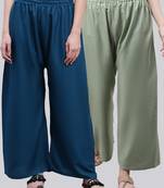 Pack of 2 Women Flared Rayon Palazzo