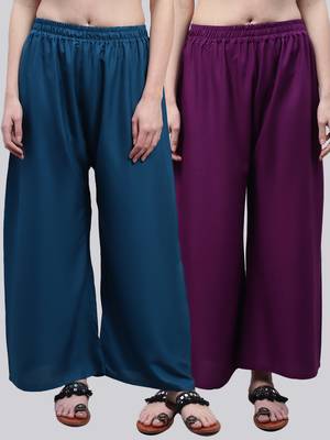 Pack of 2 Women Flared Rayon Palazzo 1