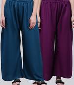 Pack of 2 Women Flared Rayon Palazzo
