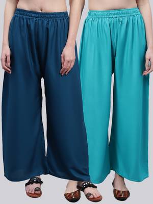 Pack of 2 Women Flared Rayon Palazzo 1