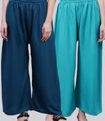 Pack of 2 Women Flared Rayon Palazzo