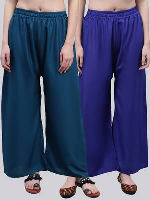 Pack of 2 Women Flared Rayon Palazzo 1