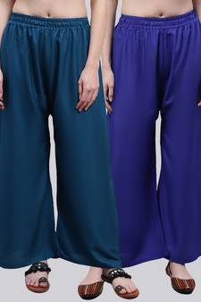 Pack of 2 Women Flared Rayon Palazzo