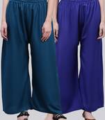 Pack of 2 Women Flared Rayon Palazzo