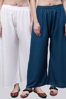Pack of 2 Women Flared Rayon Palazzo