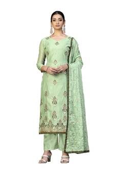 Light-green embroidered chanderi salwar
