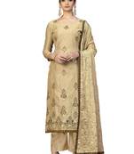 Beige embroidered chanderi salwar