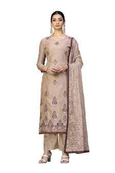 Baby-pink embroidered chanderi salwar