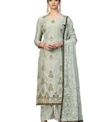 Grey embroidered chanderi salwar