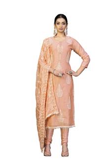 Peach embroidered chanderi salwar