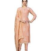 Peach embroidered chanderi salwar