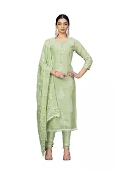 Green embroidered chanderi salwar