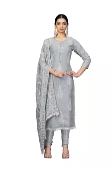 Grey embroidered chanderi salwar